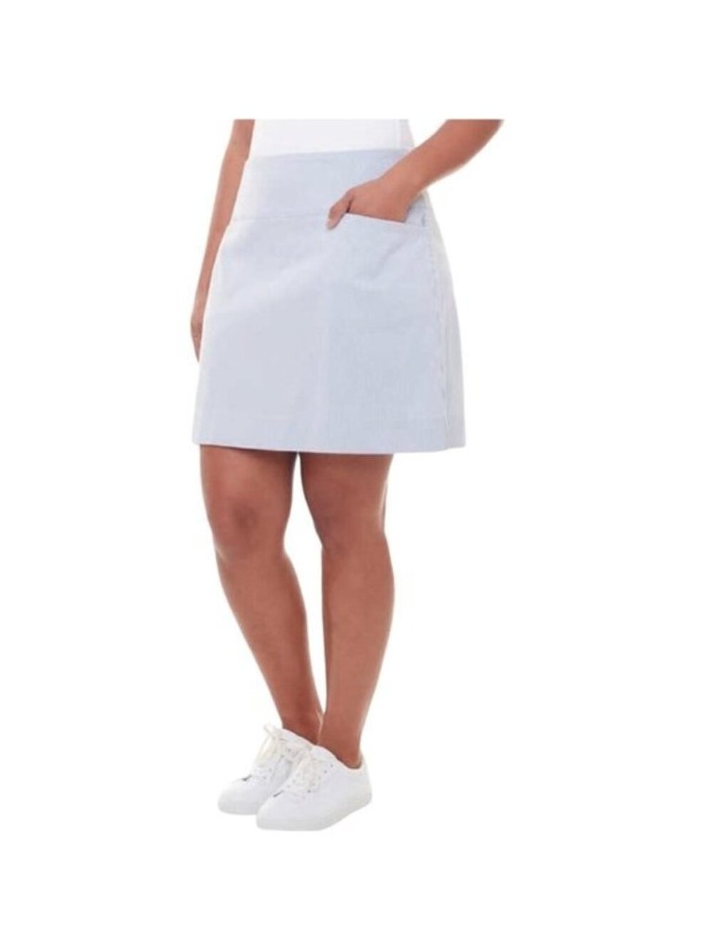 S.C. & Co Skort Womens Large Blue White Striped Knit Stretch Golf Tennis Sports